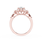 Oval Cut Lab Grown Diamond Floral Halo Engagement Ring
