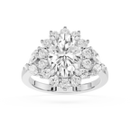 Oval Cut Lab Grown Diamond Floral Halo Engagement Ring