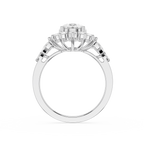 Oval Cut Lab Grown Diamond Floral Halo Engagement Ring