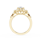 Oval Cut Lab Grown Diamond Floral Halo Engagement Ring