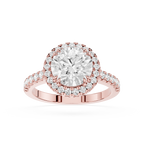 Round Cut Lab Grown Diamond Pave Halo Engagement Ring