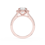 Round Cut Lab Grown Diamond Pave Halo Engagement Ring