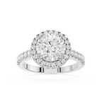 Round Cut Lab Grown Diamond Pave Halo Engagement Ring