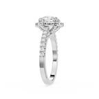 Round Cut Lab Grown Diamond Pave Halo Engagement Ring