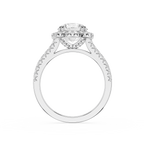Round Cut Lab Grown Diamond Pave Halo Engagement Ring