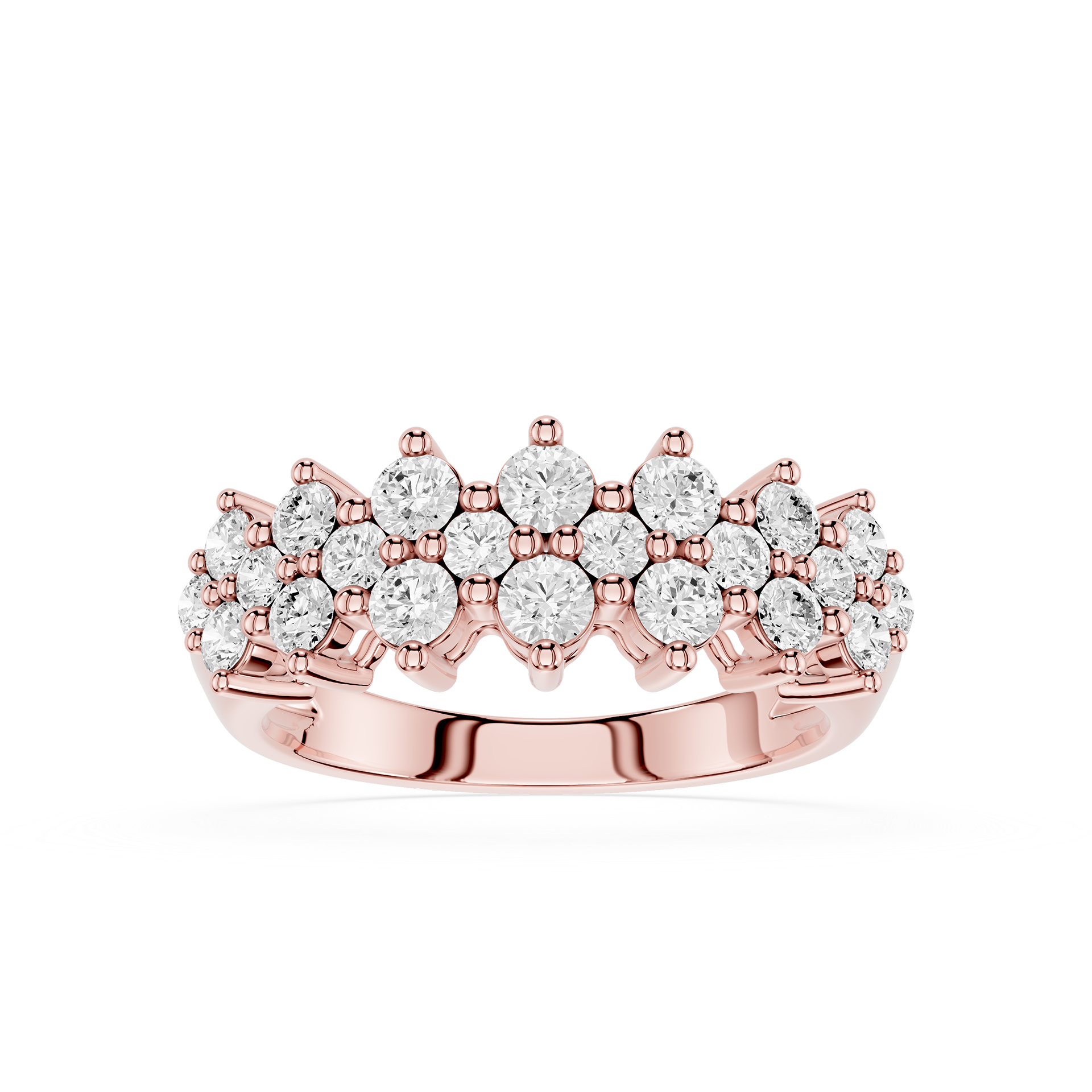 Round Cut Lab Grown Diamond Crown Cluster Ring