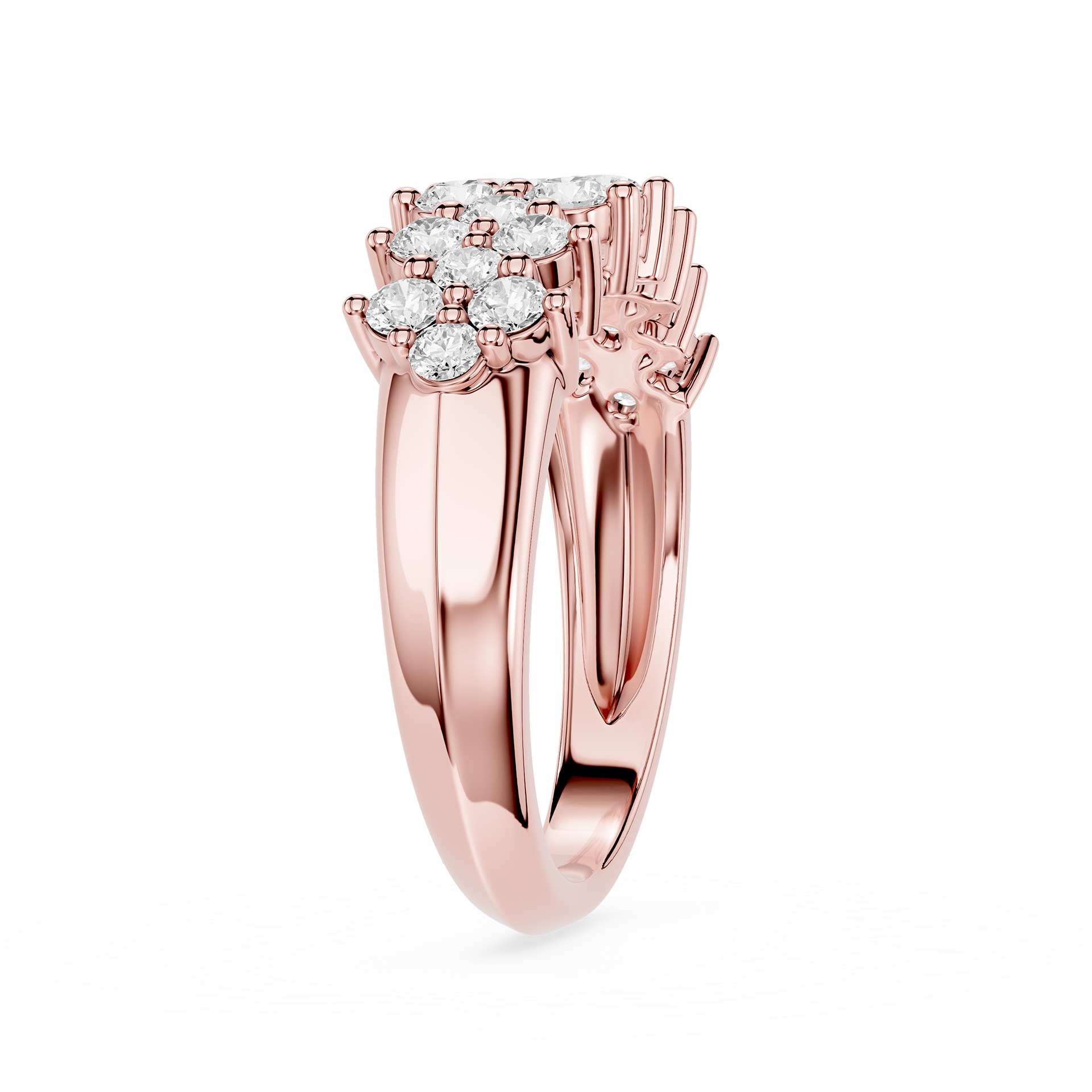 Round Cut Lab Grown Diamond Crown Cluster Ring