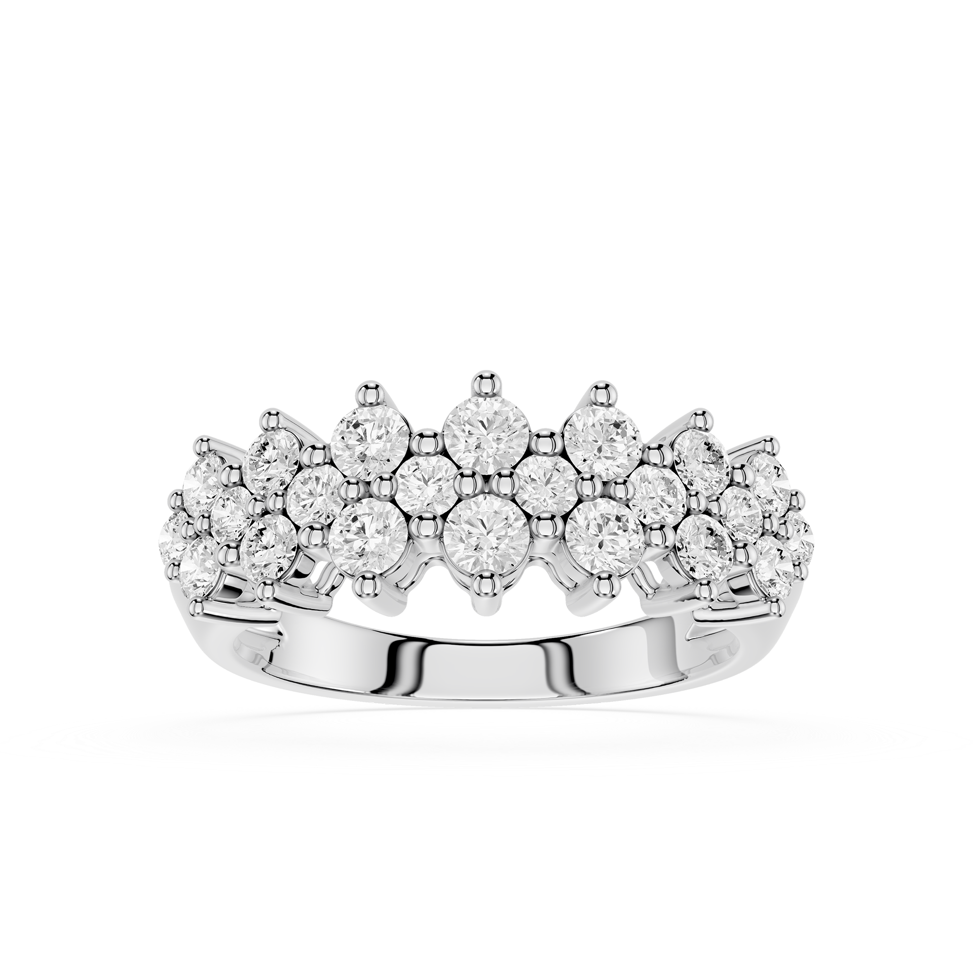 Round Cut Lab Grown Diamond Crown Cluster Ring