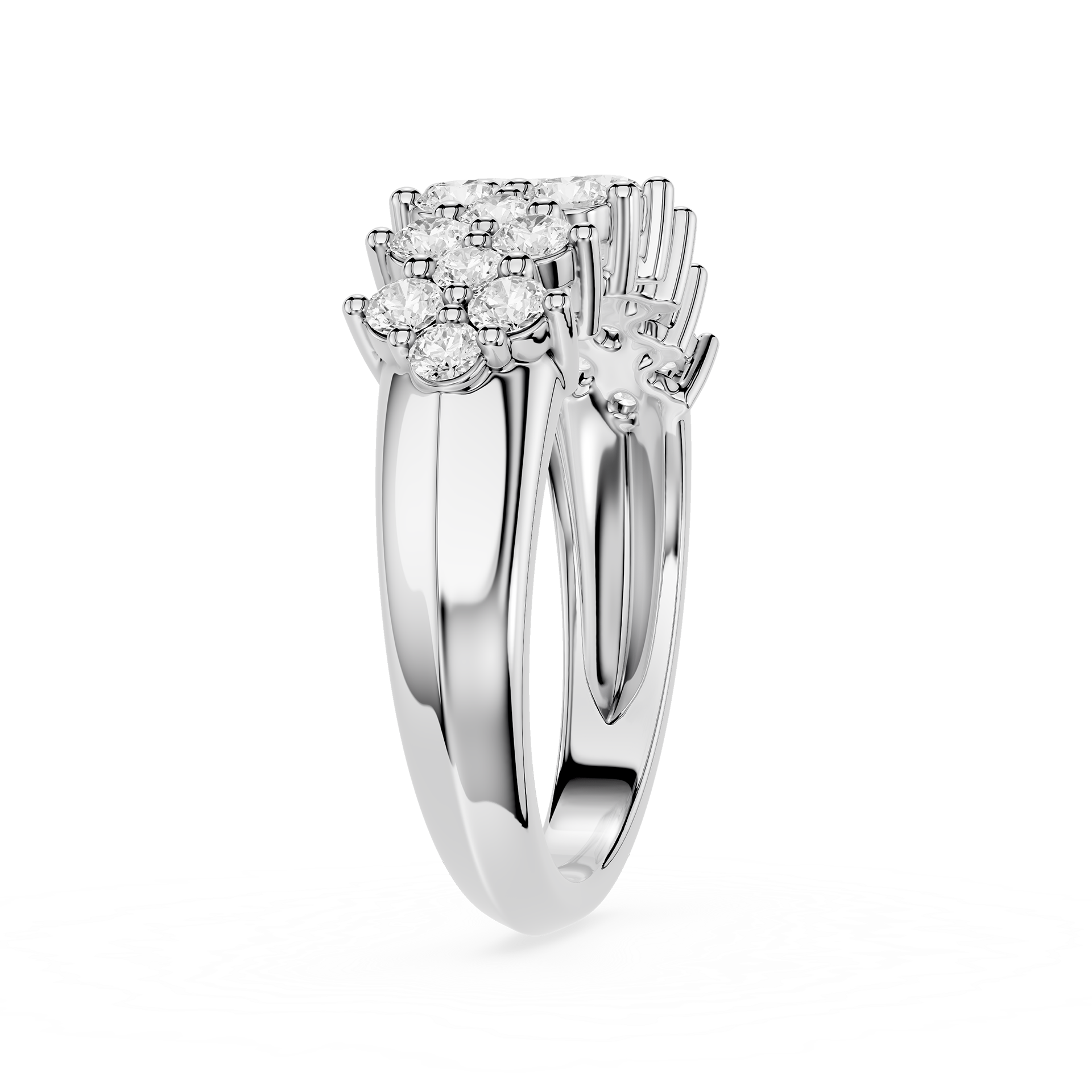 Round Cut Lab Grown Diamond Crown Cluster Ring