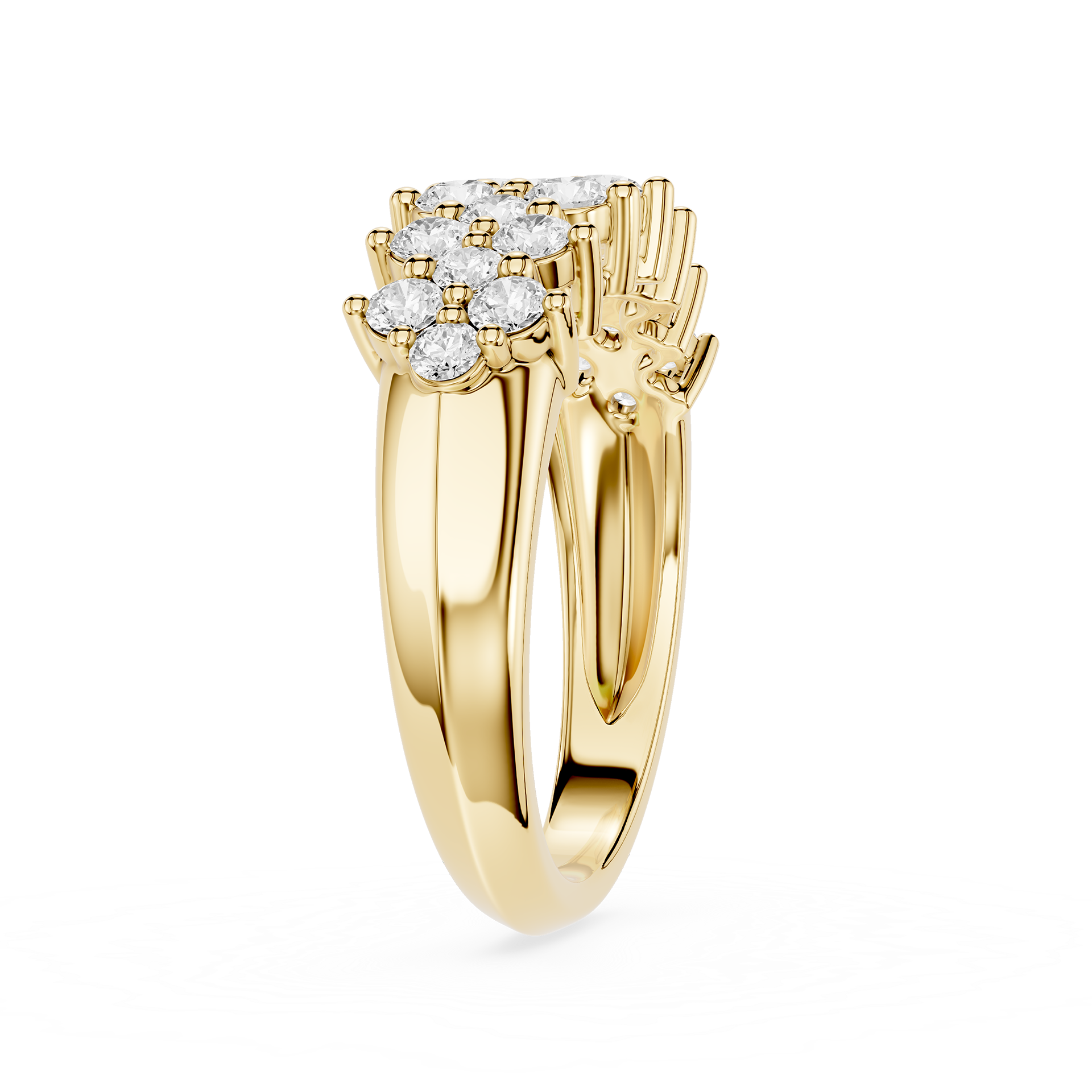 Round Cut Lab Grown Diamond Crown Cluster Ring