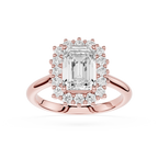 Emerald Cut Lab Grown Diamond Classic Halo Proposal Ring