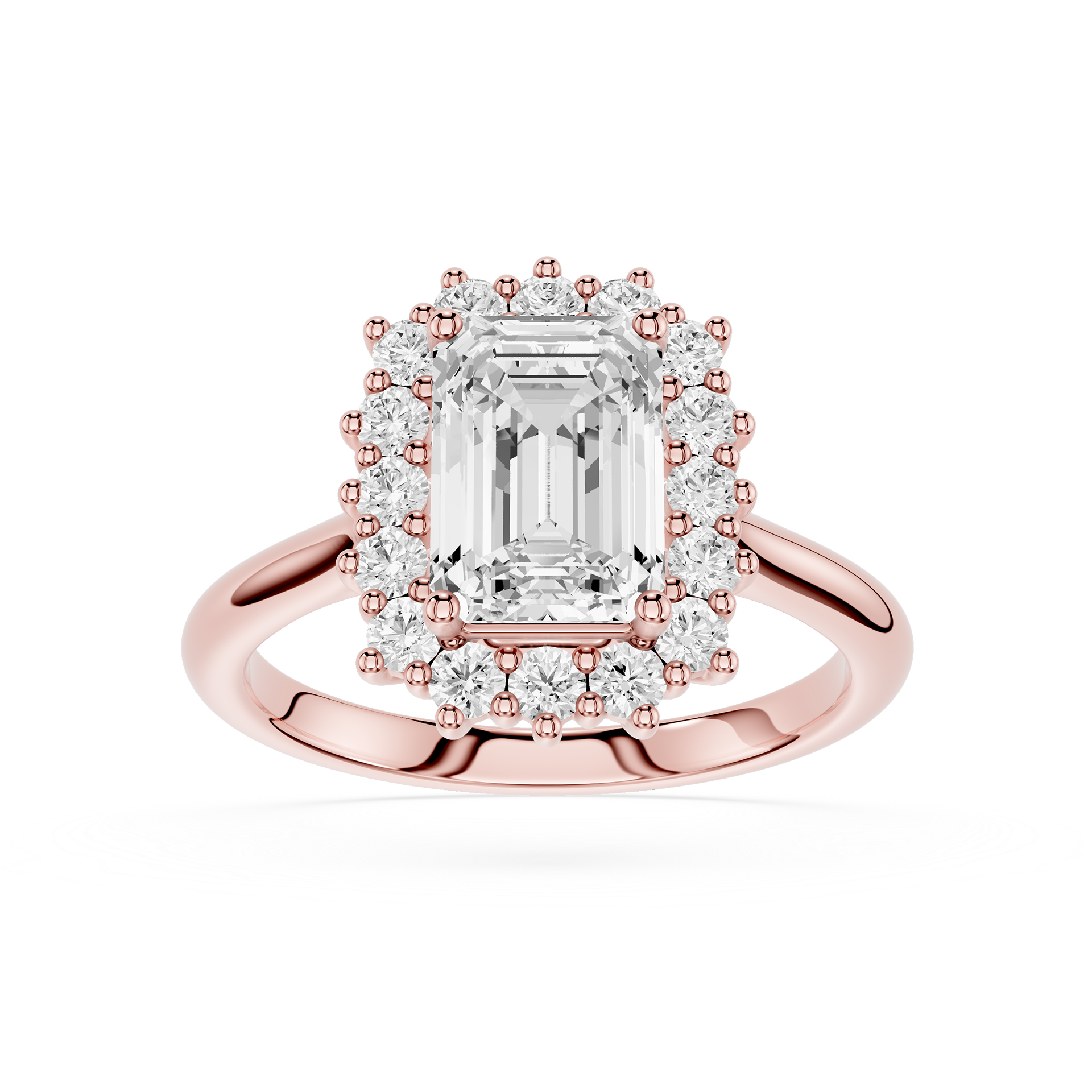 Emerald Cut Lab Grown Diamond Classic Halo Proposal Ring