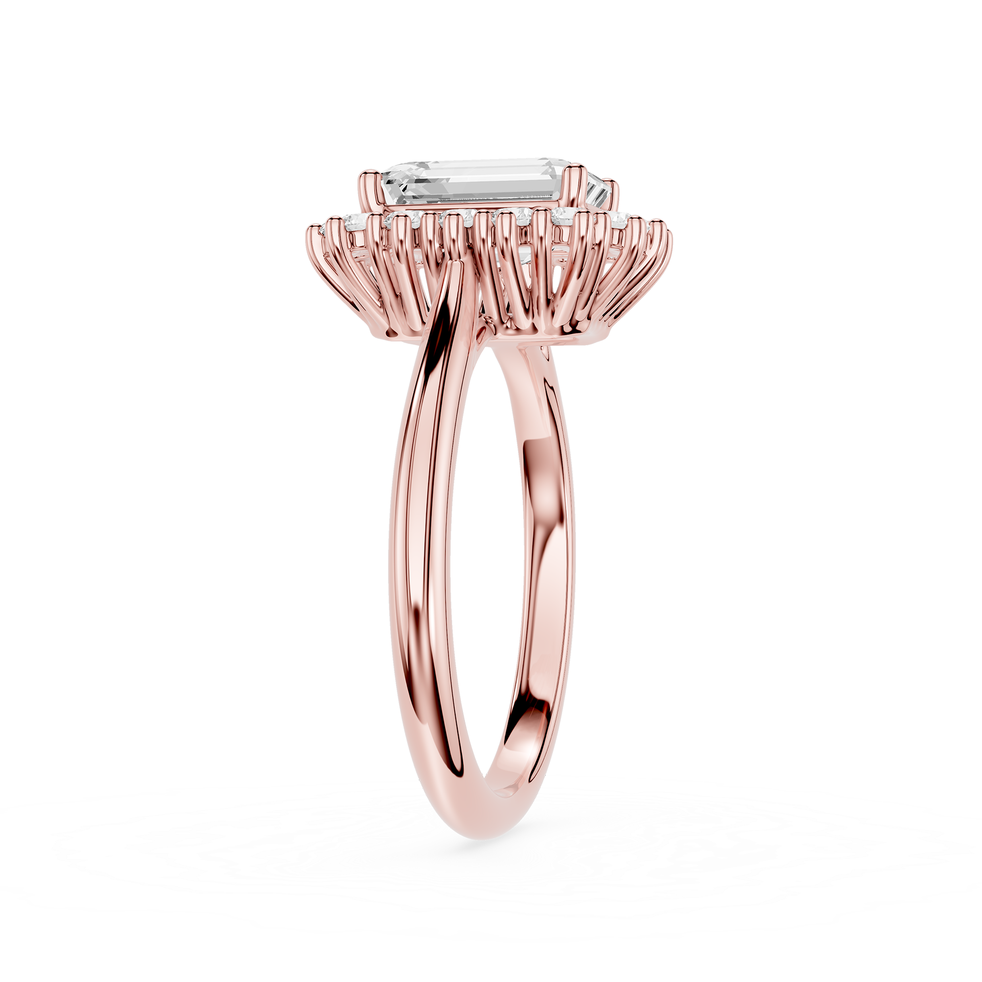 Emerald Cut Lab Grown Diamond Classic Halo Proposal Ring