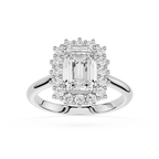 Emerald Cut Lab Grown Diamond Classic Halo Proposal Ring