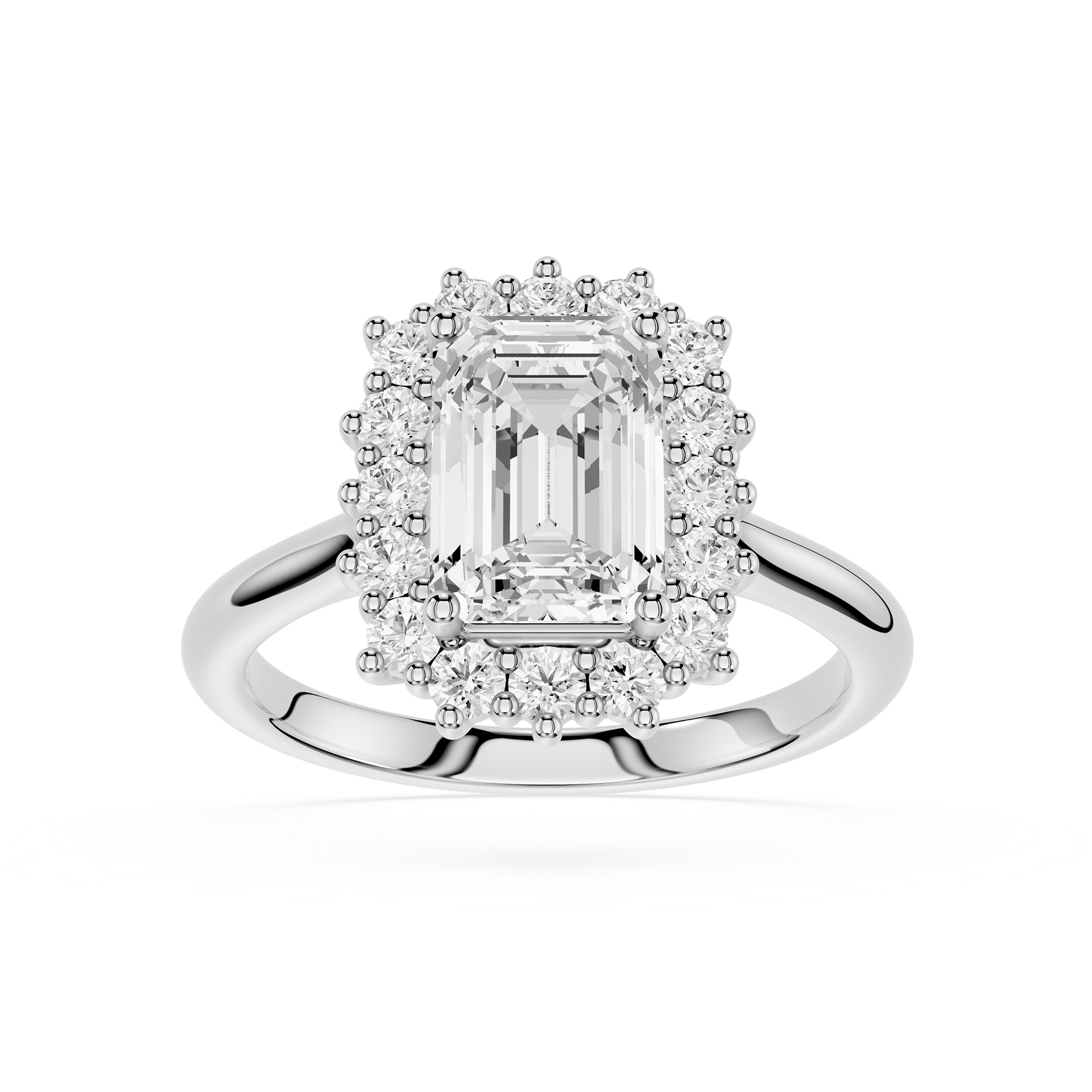 Emerald Cut Lab Grown Diamond Classic Halo Proposal Ring
