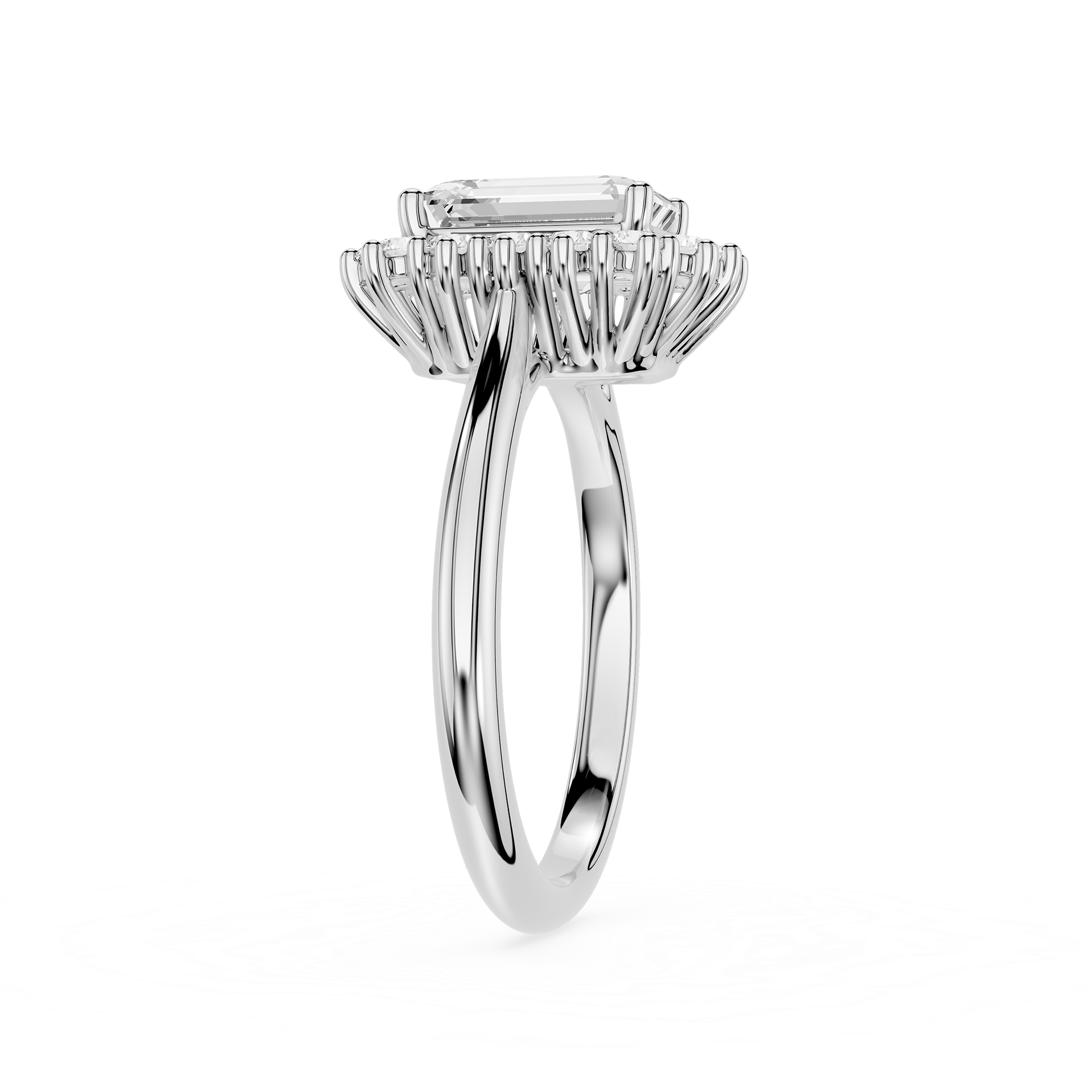 Emerald Cut Lab Grown Diamond Classic Halo Proposal Ring