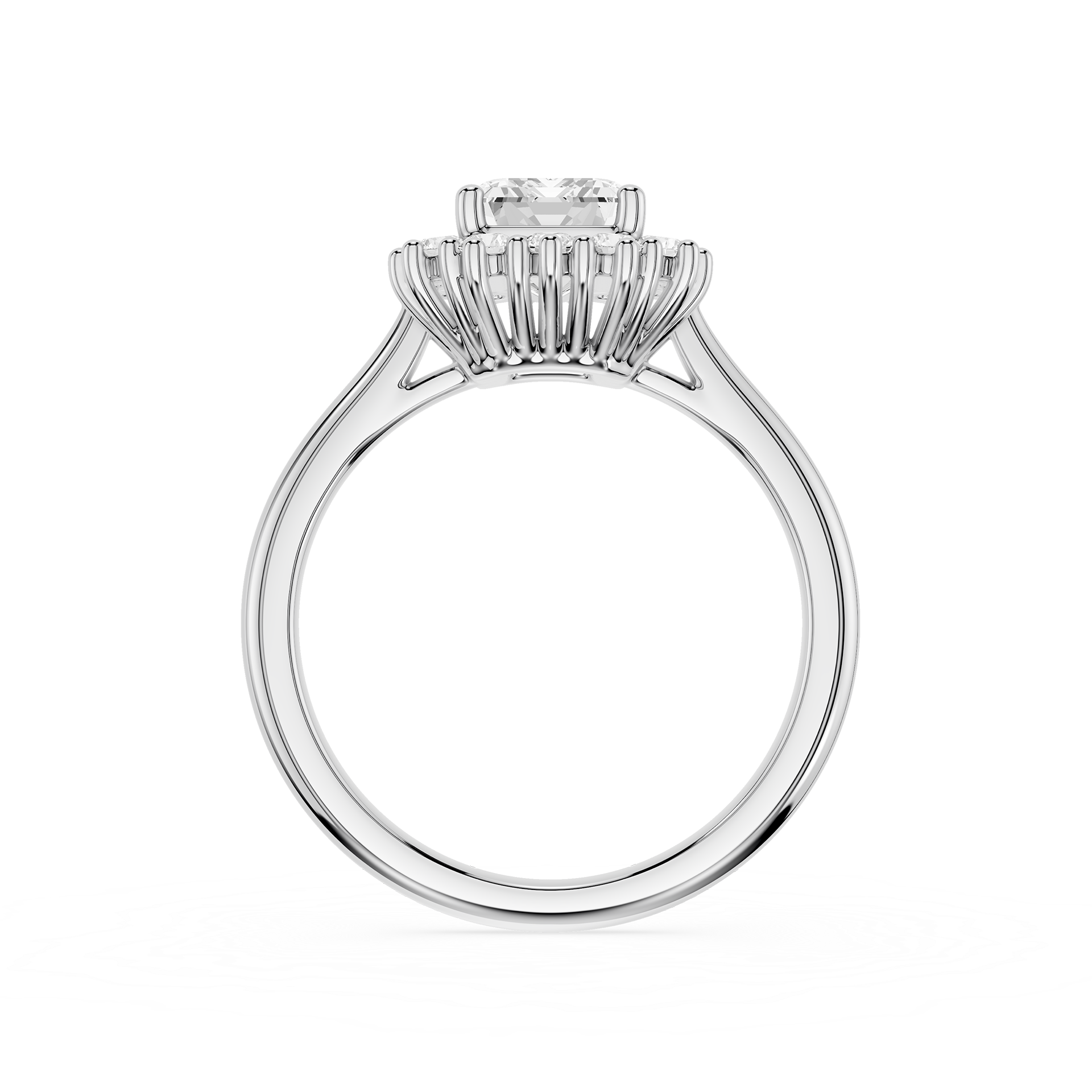 Emerald Cut Lab Grown Diamond Classic Halo Proposal Ring