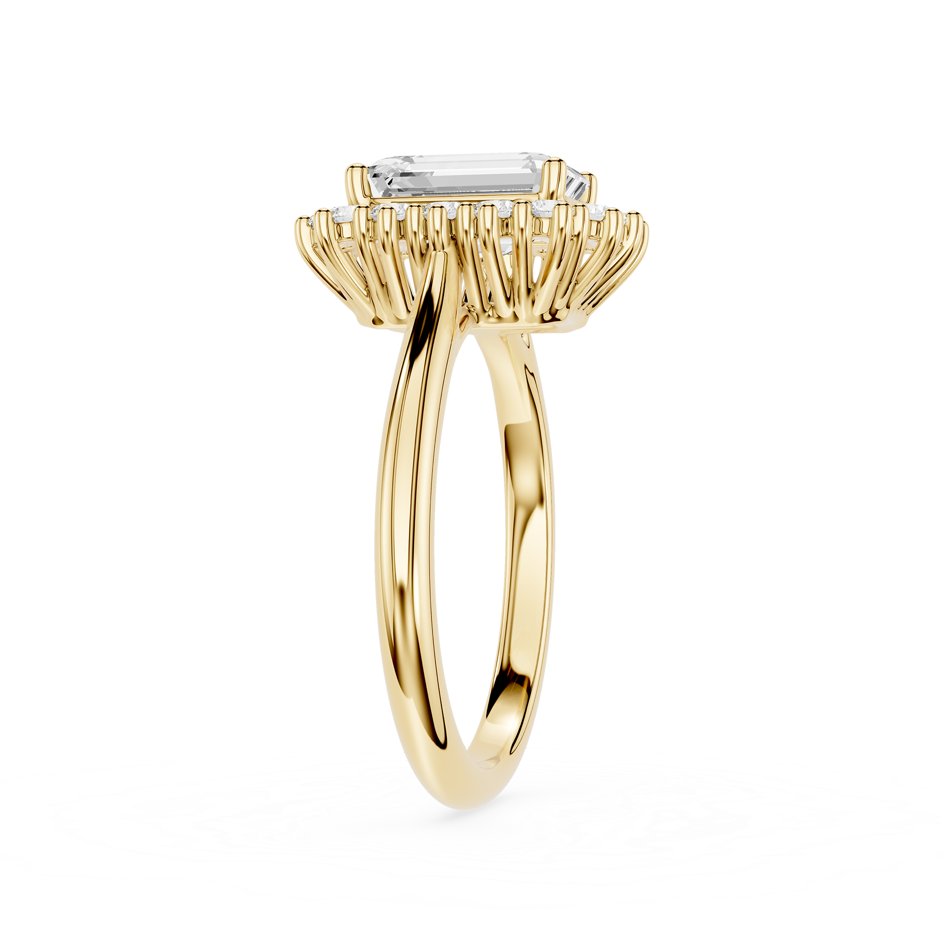 Emerald Cut Lab Grown Diamond Classic Halo Proposal Ring