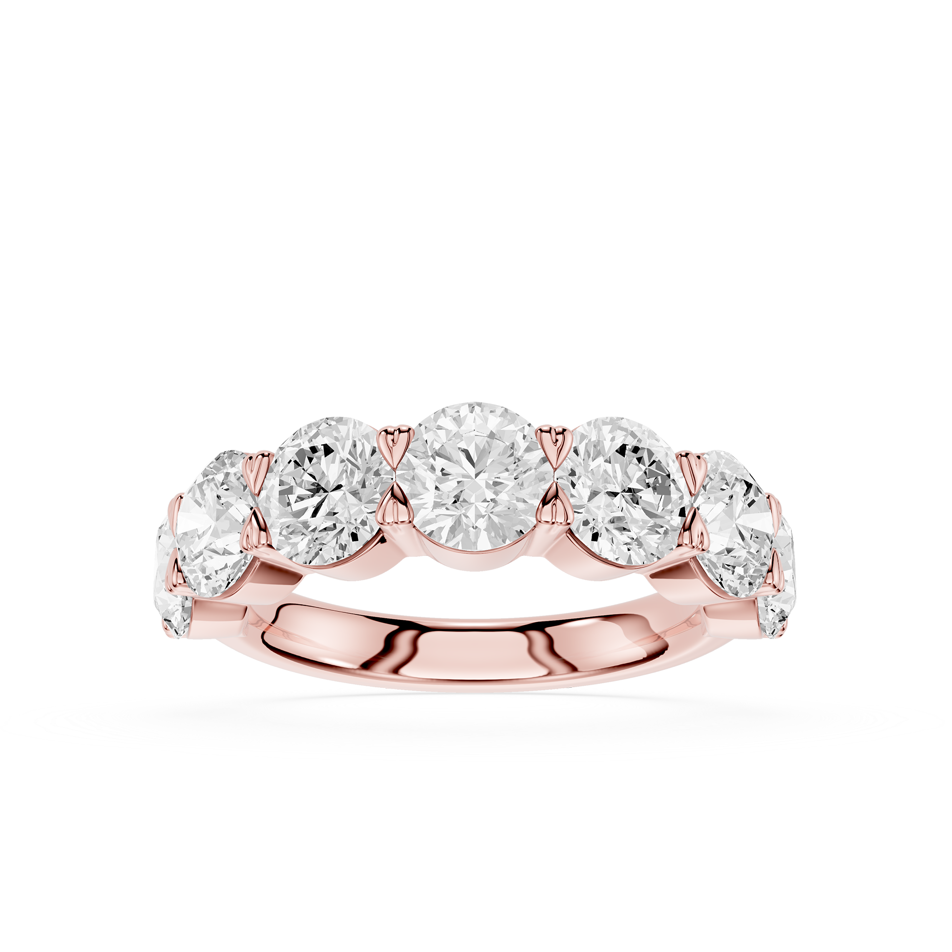 Round Cut Lab Grown Diamond Graduated Five Stone Anniversary Ring