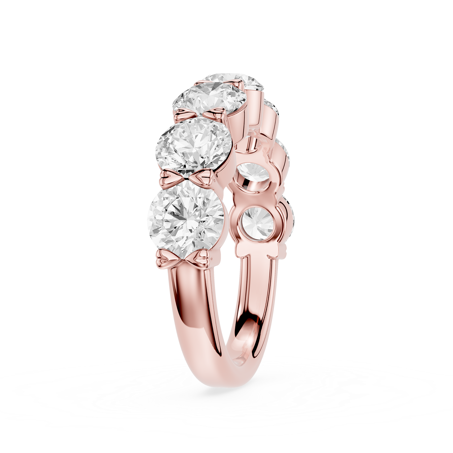 Round Cut Lab Grown Diamond Graduated Five Stone Anniversary Ring