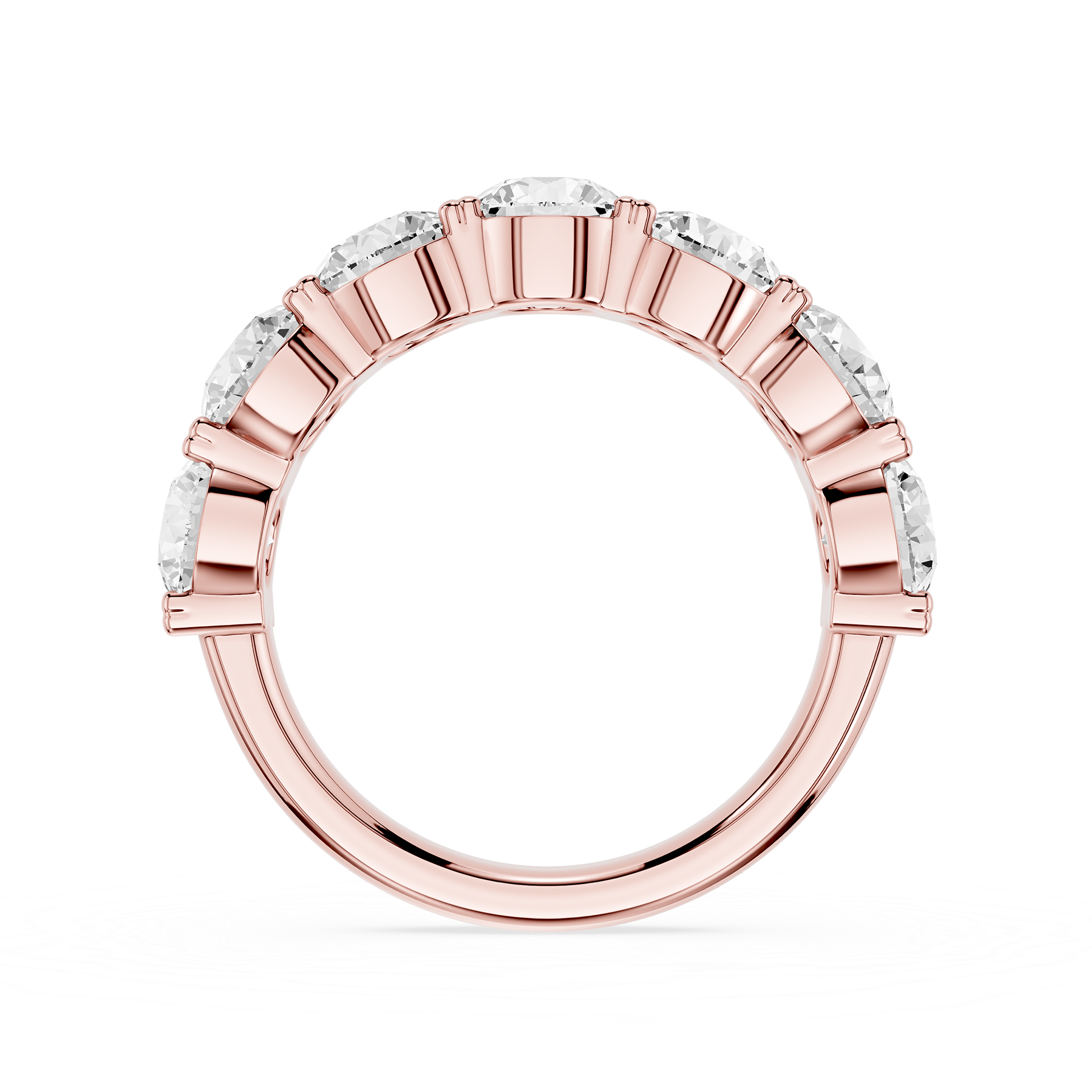 Round Cut Lab Grown Diamond Graduated Five Stone Anniversary Ring