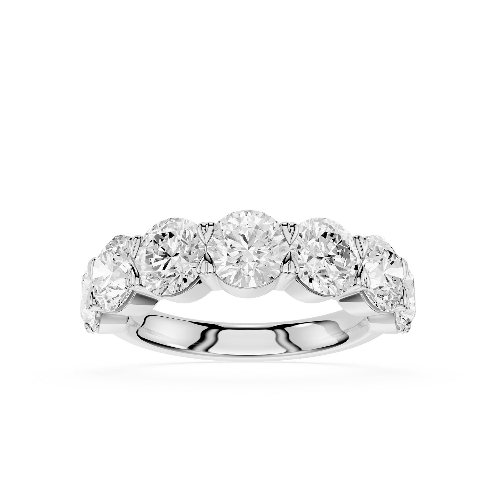 Round Cut Lab Grown Diamond Graduated Five Stone Anniversary Ring