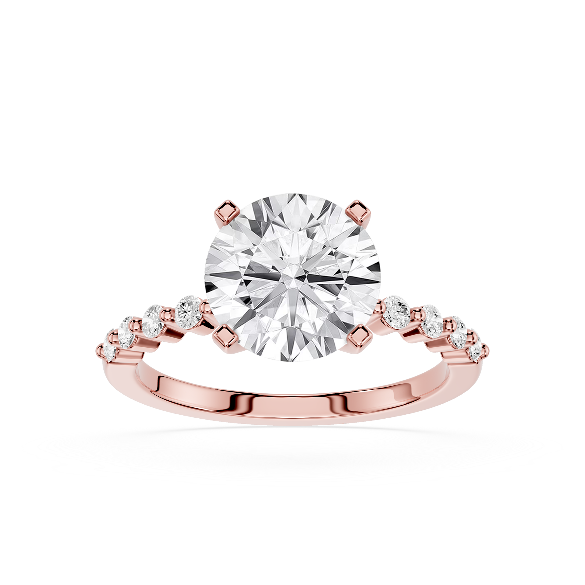 Round Cut Lab Grown Diamond Graduated Accent Engagement Ring