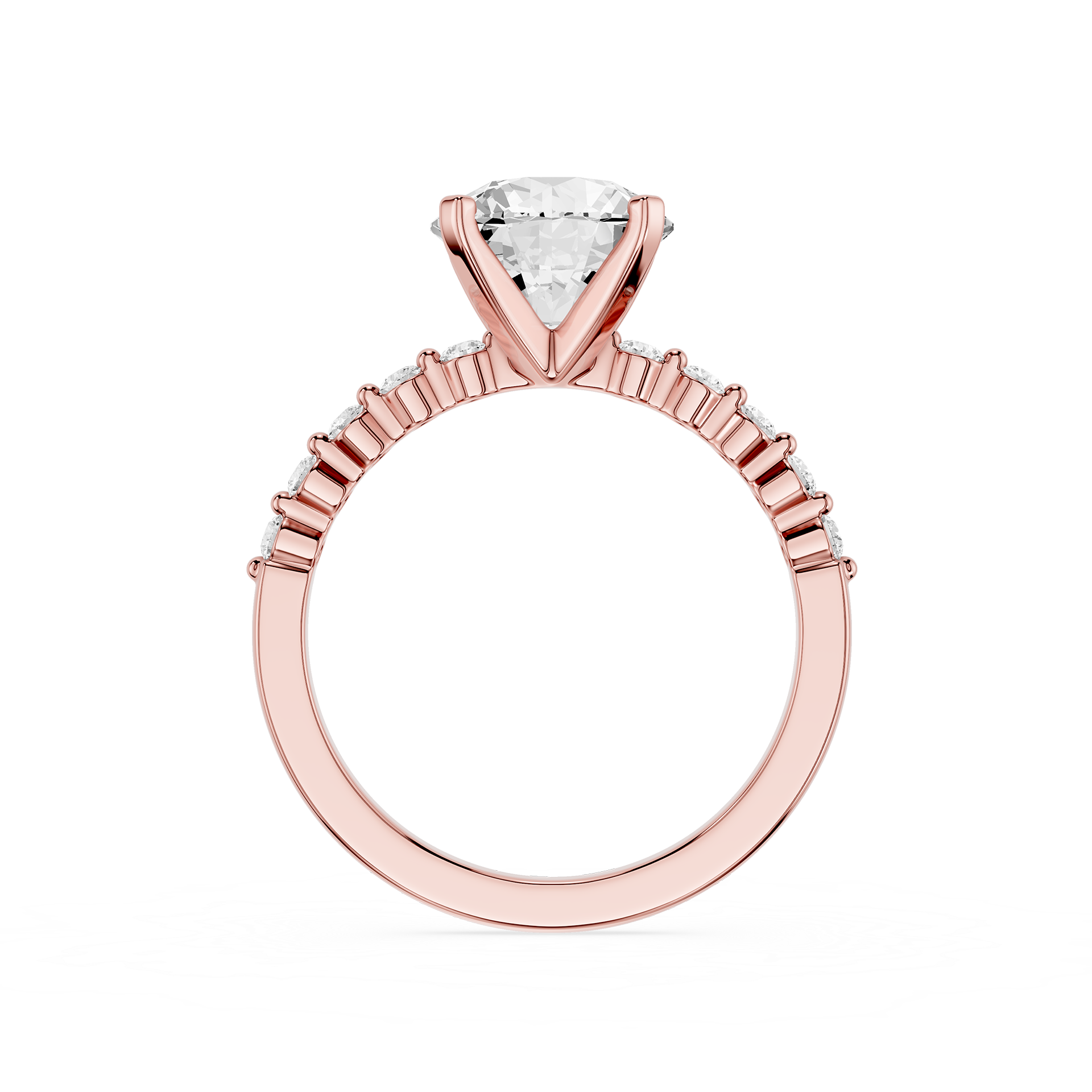 Round Cut Lab Grown Diamond Graduated Accent Engagement Ring