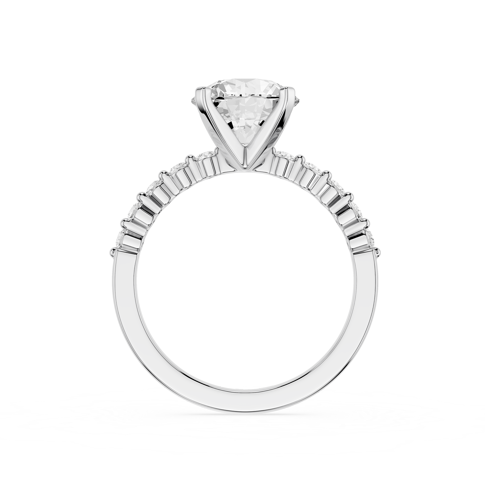 Round Cut Lab Grown Diamond Graduated Accent Engagement Ring