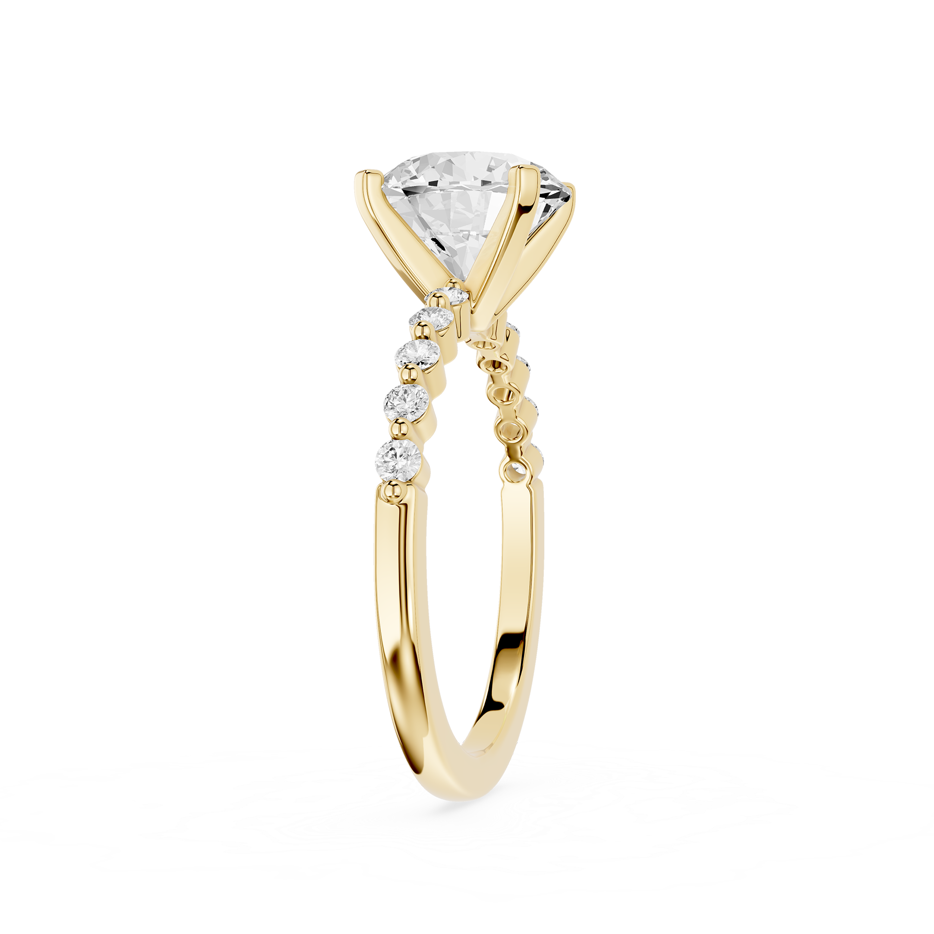 Round Cut Lab Grown Diamond Graduated Accent Engagement Ring