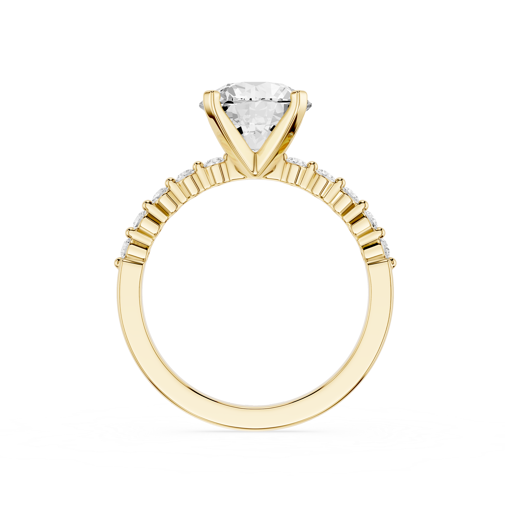 Round Cut Lab Grown Diamond Graduated Accent Engagement Ring