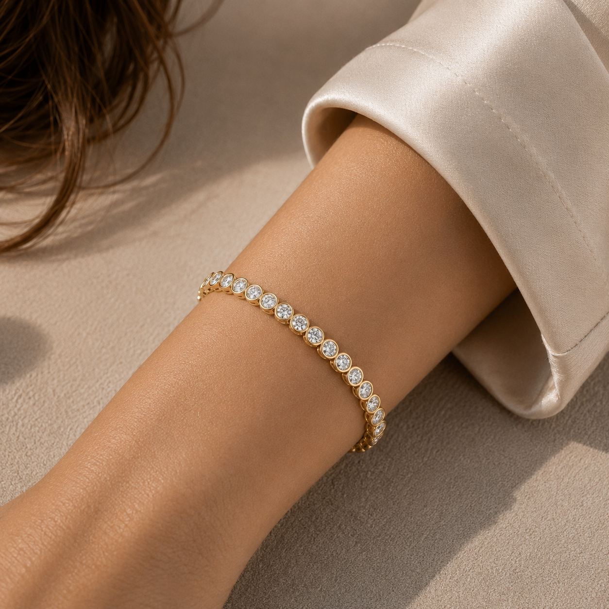Round Bezel Set Lab Grown Diamond Tennis Bracelet