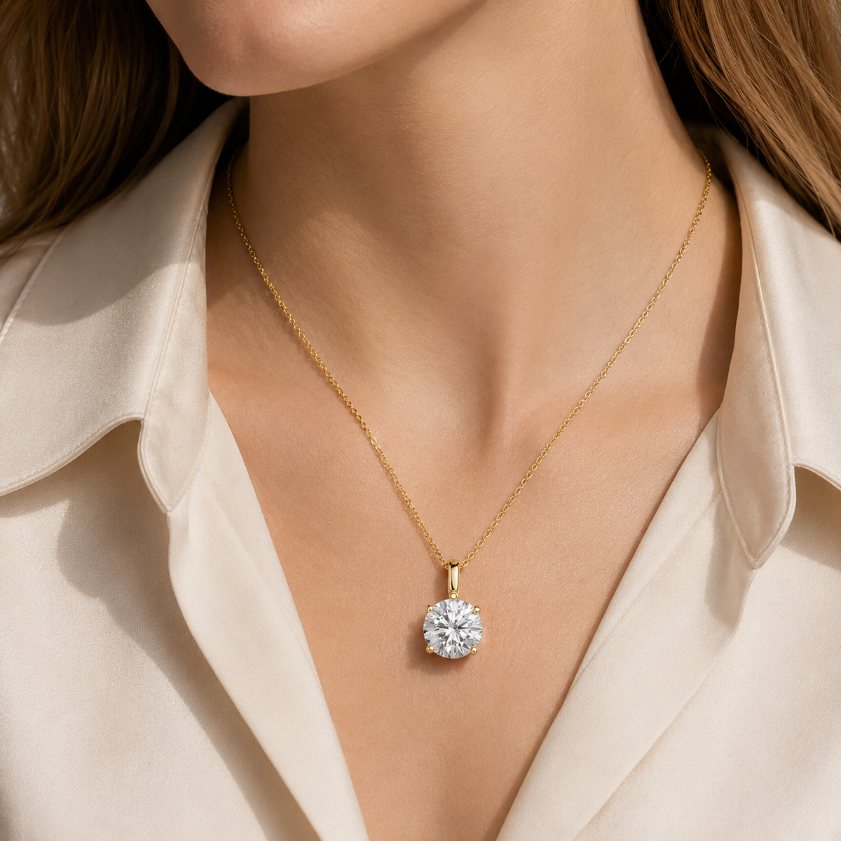 Classic Round Lab Grown Diamond Pendant Necklace