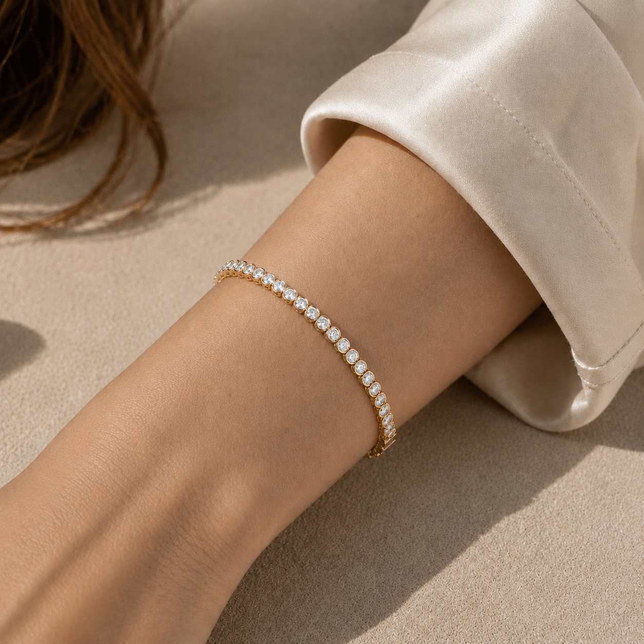 Round Lab Grown Diamond Bezel Tennis Bracelet