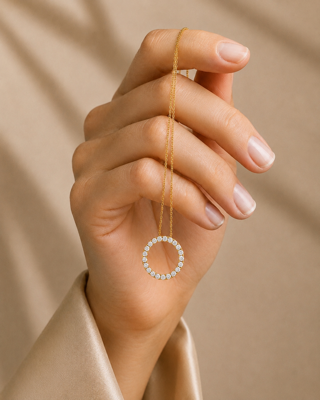 Round Lab Grown Diamond Circle Pendant Necklace