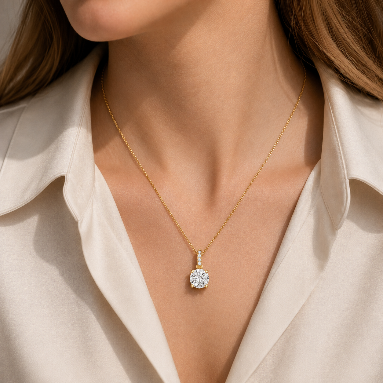 Round Lab Grown Diamond Classic Bail Pendant