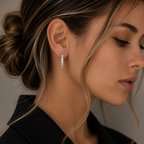 Round Lab Grown Diamond Double Row Hoop Earrings