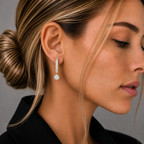 Round Lab Grown Diamond Drop Hoop Earrings for Women