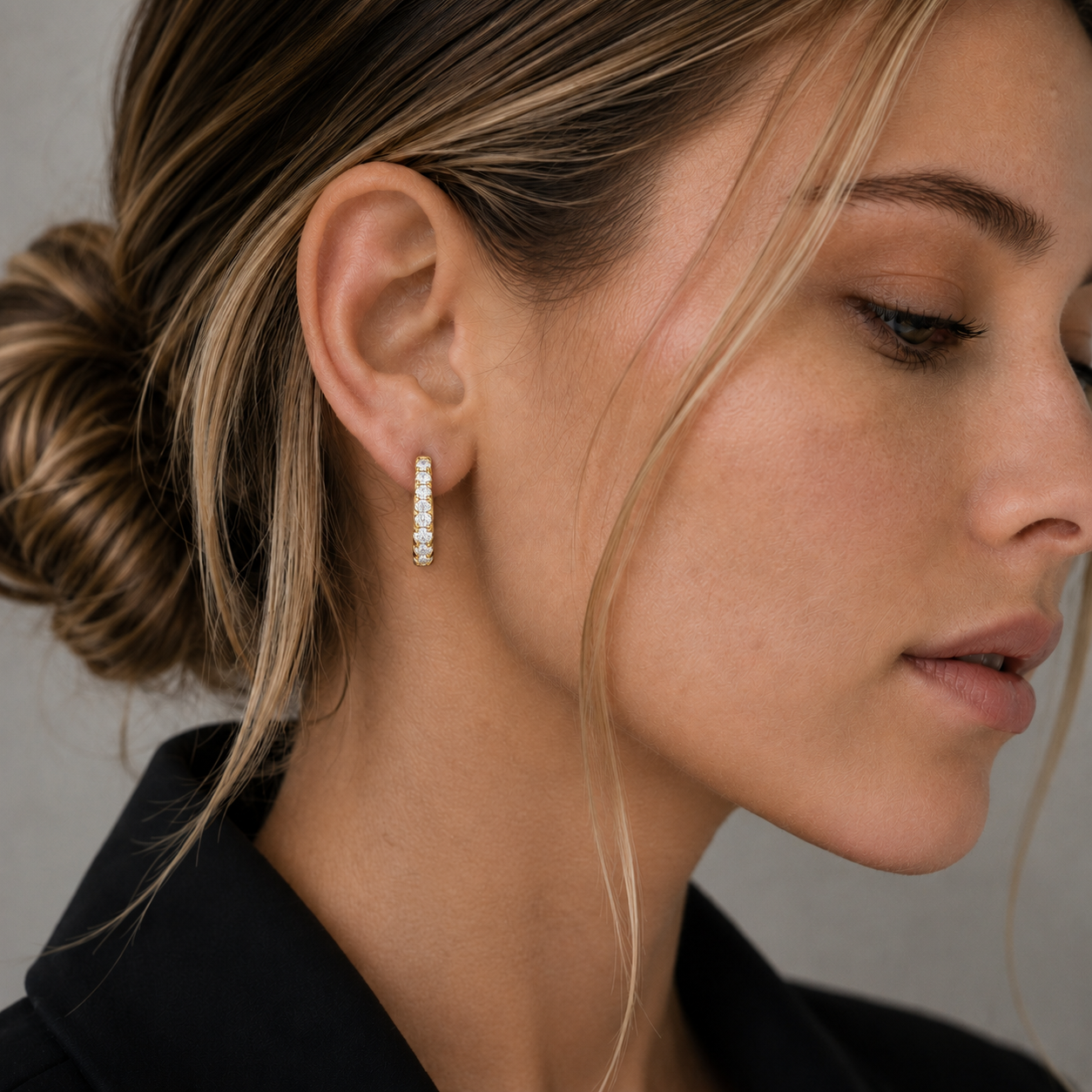 Round Lab Grown Diamond Hoop Earrings for Women