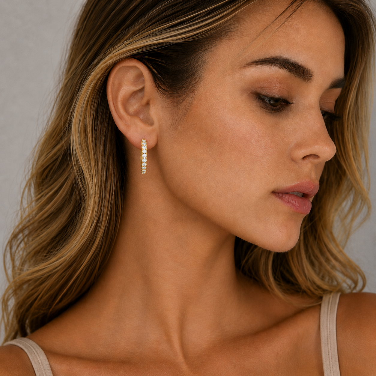 Round Lab Grown Diamond Inside Out Hoop Earrings