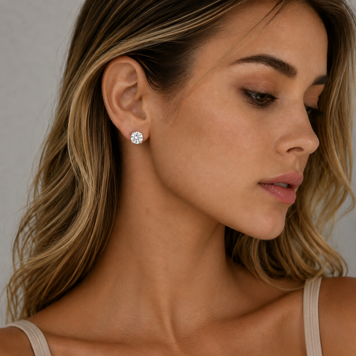 Round Lab Grown Diamond Martini Stud Earrings