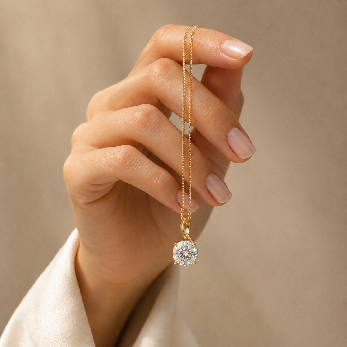 Round Lab Grown Diamond Twisted Bail Pendant Necklace