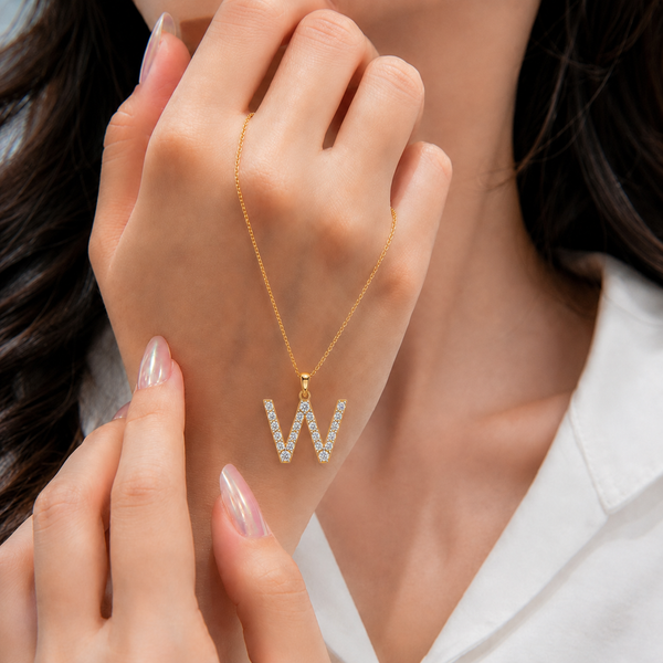 W Lab Grown Diamond Initial Pendant Necklace