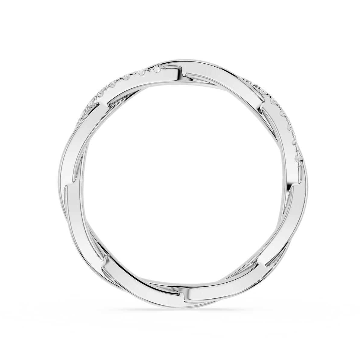 white gold  ring with round-cut diamonds in twisted design