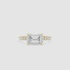 Emerald Cut Lab Grown Diamond Solitaire Accent Ring