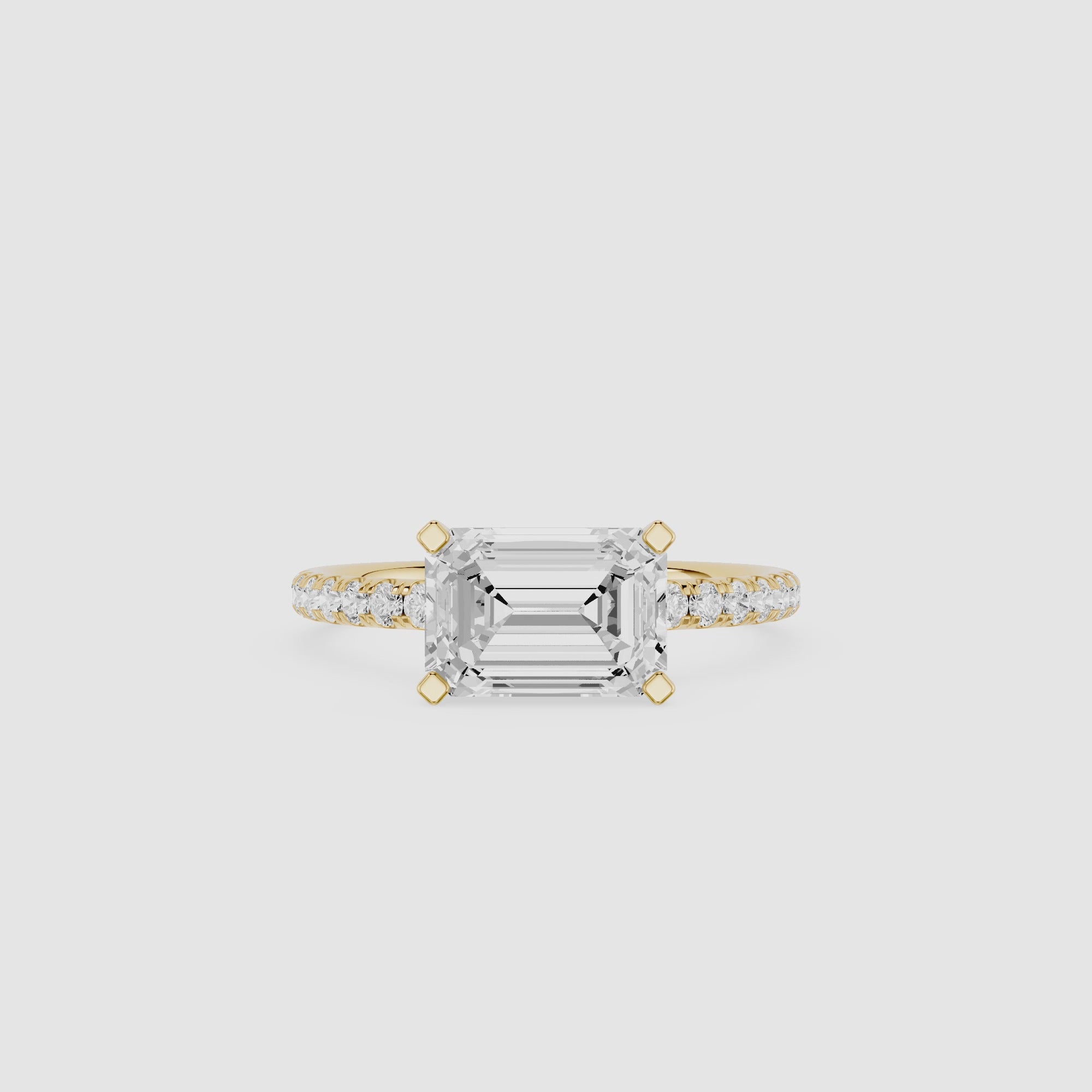 Emerald Cut Lab Grown Diamond Solitaire Accent Ring