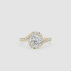 Round Cut Lab Grown Diamond Halo Engagement Ring