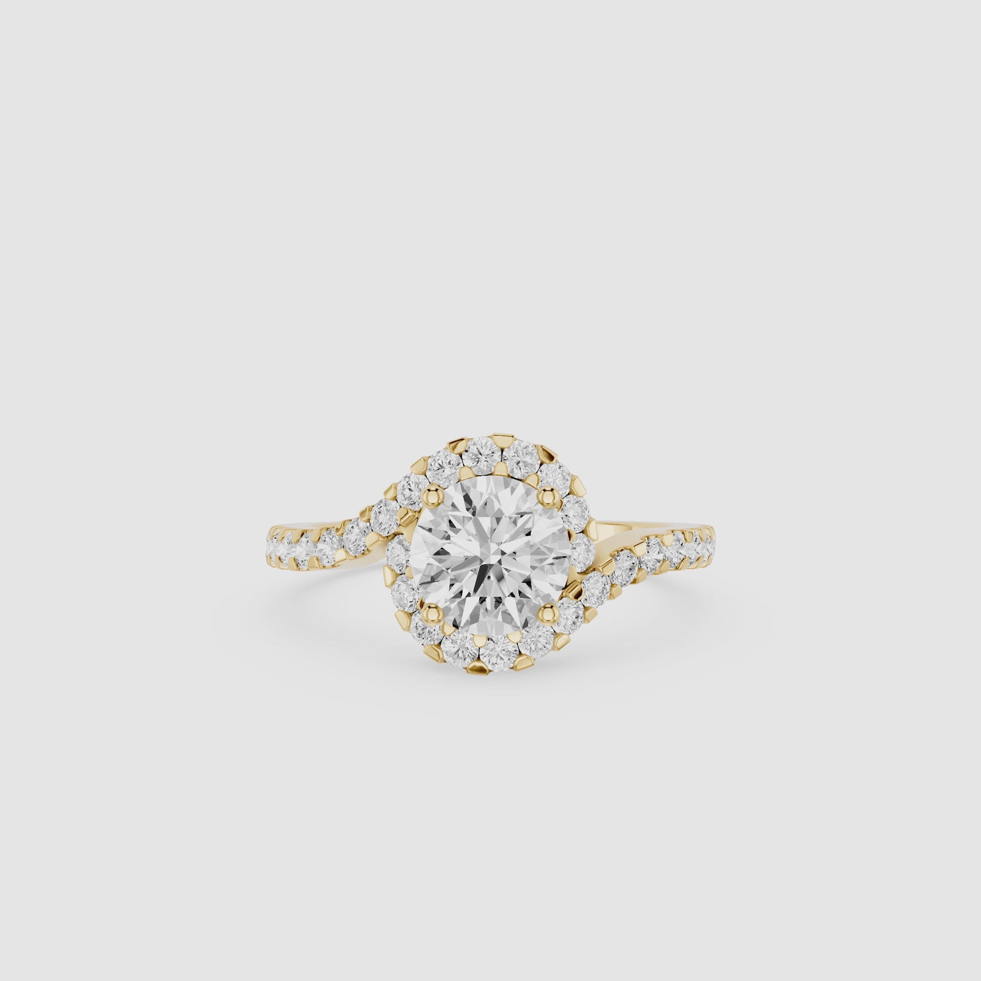 Round Cut Lab Grown Diamond Halo Engagement Ring