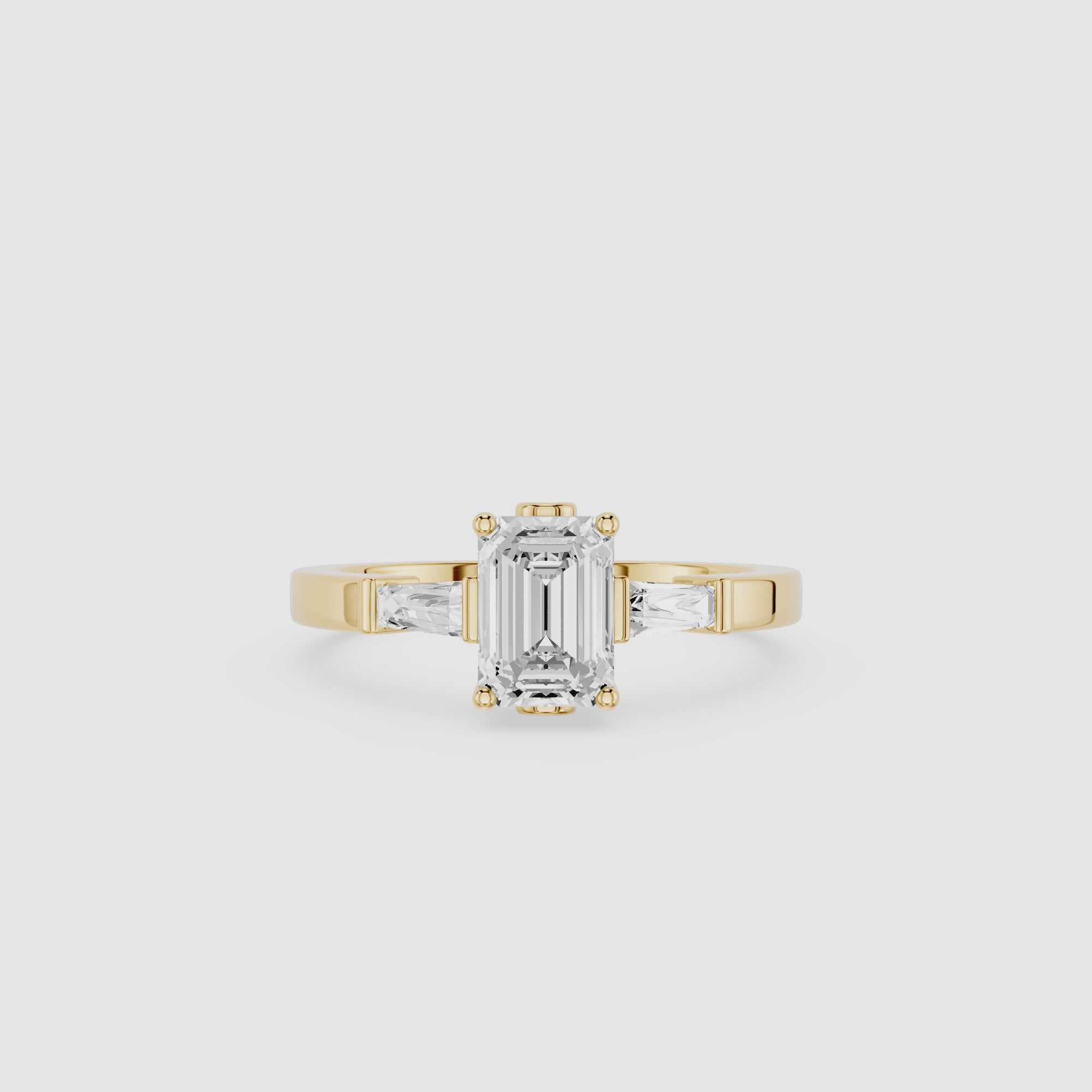 Emerald Cut Three Stone Lab Grown Diamond Ring