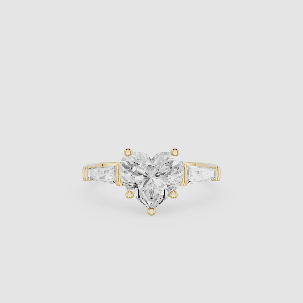 Heart Cut Lab Diamond Baguette Three Stone Ring
